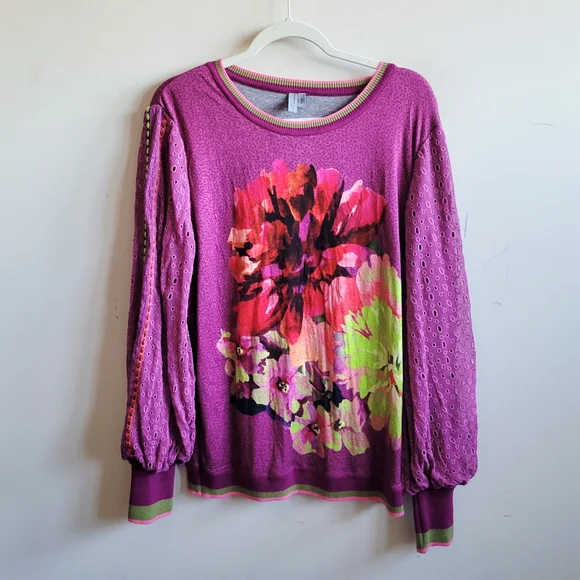 Anthropologie Purple Floral Knit Sweater - Picture 5 of 8